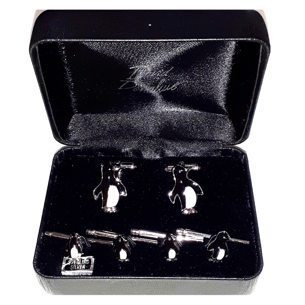 David Donahue Sterling Silver Tuxedo Cufflinks Set